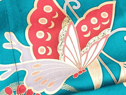 平和屋着物●豪華振袖　花蝶文　暈し染め　さが美扱い　正絹　逸品　BAAY6000yc