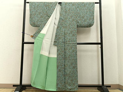 平和屋着物■上質な小紋　更紗花文　正絹　逸品　未使用　BAAY6001hj