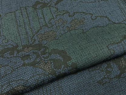 平和屋着物■本場染大島紬　雪輪重ね草花文　正絹　逸品　BAAY6002hj