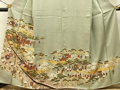 平和屋着物■豪華色留袖　人物御所車花文　暈し染め　金彩　正絹　逸品　BAAY6003hj