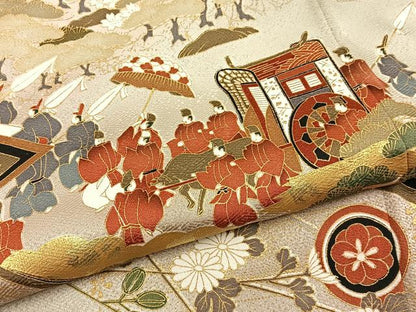 平和屋着物■豪華色留袖　人物御所車花文　暈し染め　金彩　正絹　逸品　BAAY6003hj