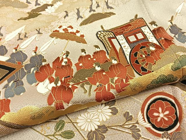 平和屋着物■豪華色留袖　人物御所車花文　暈し染め　金彩　正絹　逸品　BAAY6003hj