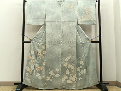 平和屋着物■訪問着　駒刺繍　菊　暈し染め　金彩　正絹　逸品　BAAY6004hj