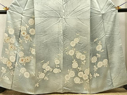 平和屋着物■訪問着　駒刺繍　菊　暈し染め　金彩　正絹　逸品　BAAY6004hj