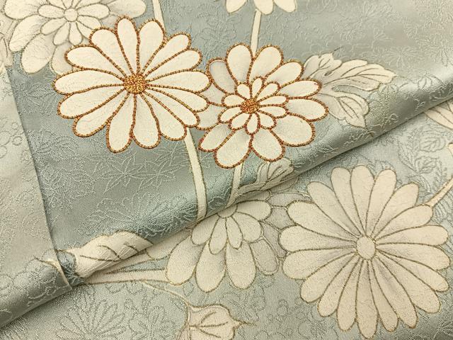 平和屋着物■訪問着　駒刺繍　菊　暈し染め　金彩　正絹　逸品　BAAY6004hj