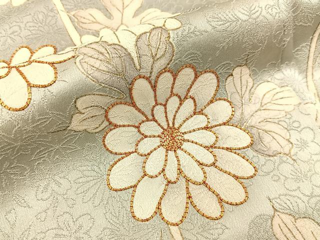 平和屋着物■訪問着　駒刺繍　菊　暈し染め　金彩　正絹　逸品　BAAY6004hj