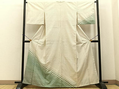 平和屋着物■訪問着　紬地　市松絣文様　正絹　逸品　BAAY6005hj