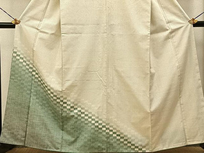 平和屋着物■訪問着　紬地　市松絣文様　正絹　逸品　BAAY6005hj
