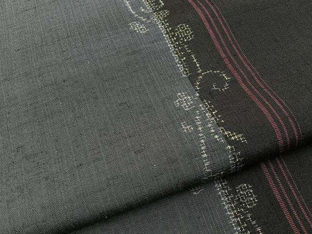 平和屋着物■上質な紬　花唐草間道　正絹　逸品　BAAY6006hj