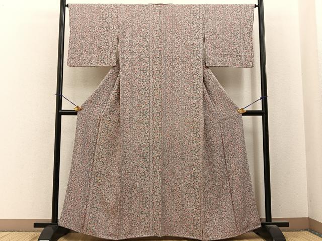 平和屋着物■上質な小紋　更紗花唐草文　正絹　逸品　BAAY6007hj