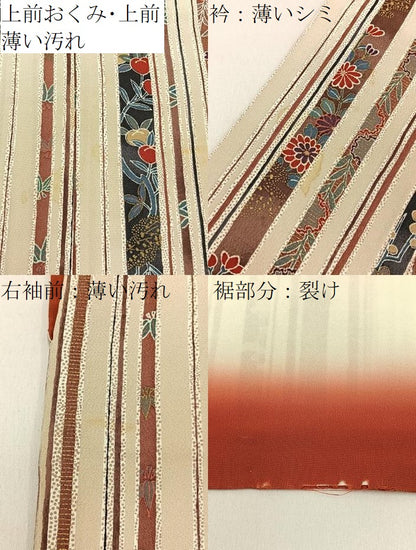 平和屋着物■上質な小紋　草花間道　金彩　正絹　逸品　BAAY6009hj