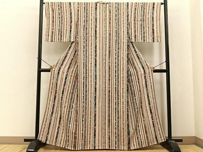 平和屋着物■上質な小紋　草花間道　金彩　正絹　逸品　BAAY6009hj