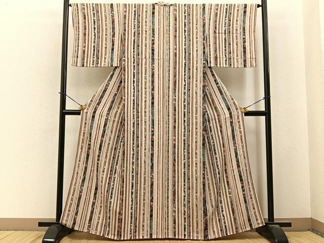 平和屋着物■上質な小紋　草花間道　金彩　正絹　逸品　BAAY6009hj
