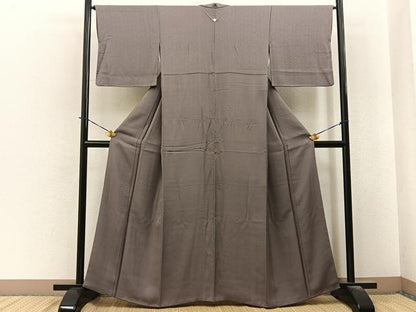 平和屋着物●上質な色無地　花地紋　江戸鼠色　正絹　逸品　BAAY6011hj