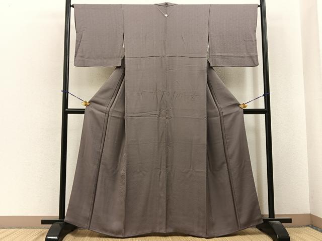 平和屋着物●上質な色無地　花地紋　江戸鼠色　正絹　逸品　BAAY6011hj