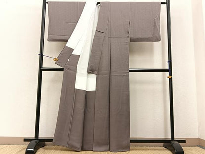 平和屋着物●上質な色無地　花地紋　江戸鼠色　正絹　逸品　BAAY6011hj