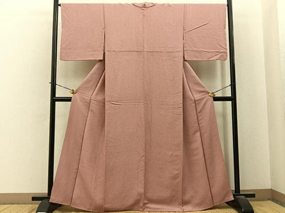 平和屋着物●上質な色無地　霞地紋　ときがら茶色　正絹　逸品　BAAY6013hj