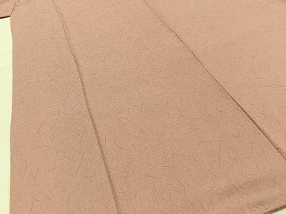 平和屋着物●上質な色無地　霞地紋　ときがら茶色　正絹　逸品　BAAY6013hj
