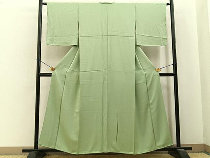 平和屋着物■上質な色無地　霞地紋　柳茶色　正絹　逸品　BAAY6014hj