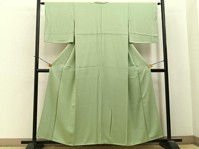 平和屋着物■上質な色無地　霞地紋　柳茶色　正絹　逸品　BAAY6014hj