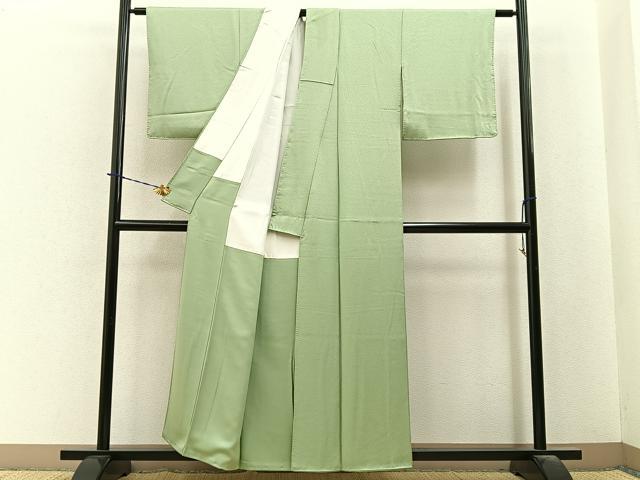 平和屋着物■上質な色無地　霞地紋　柳茶色　正絹　逸品　BAAY6014hj