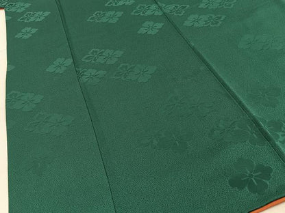 平和屋着物■上質な色無地　花菱地紋　萌葱色　正絹　逸品　BAAY6015hj