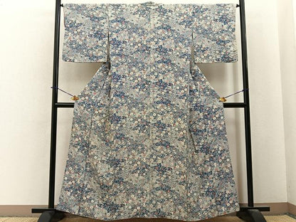 平和屋着物■上質な小紋　雲取花文　正絹　逸品　BAAY6016hj