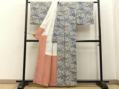 平和屋着物■上質な小紋　雲取花文　正絹　逸品　BAAY6016hj