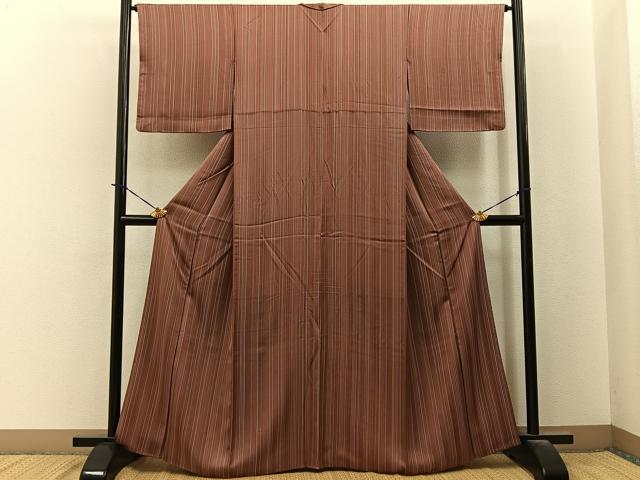 平和屋着物■上質な小紋　縞　正絹　逸品　BAAY6021hj