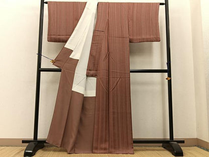 平和屋着物■上質な小紋　縞　正絹　逸品　BAAY6021hj