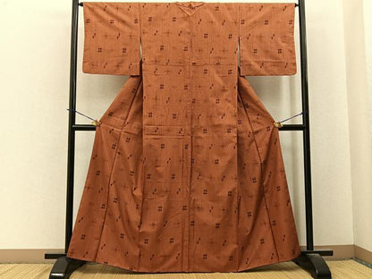 平和屋着物●上質な紬　琉球絣文様　正絹　逸品　BAAY6023hj