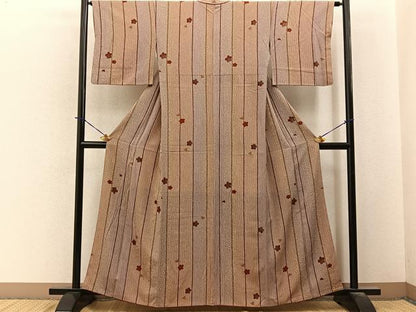平和屋着物■上質な小紋　梅間道　金彩　正絹　逸品　BAAY6027hj