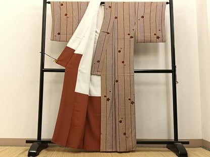 平和屋着物■上質な小紋　梅間道　金彩　正絹　逸品　BAAY6027hj