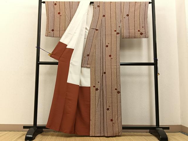 平和屋着物■上質な小紋　梅間道　金彩　正絹　逸品　BAAY6027hj