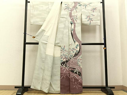 平和屋着物●訪問着　作家物　流水草花文　正絹　逸品　BAAY6030hj