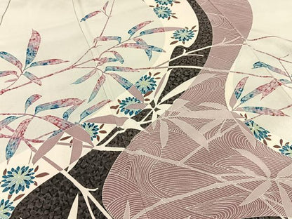 平和屋着物●訪問着　作家物　流水草花文　正絹　逸品　BAAY6030hj