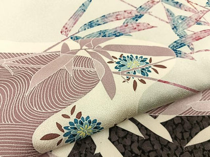平和屋着物●訪問着　作家物　流水草花文　正絹　逸品　BAAY6030hj