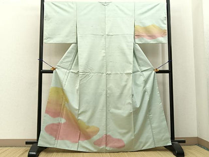 平和屋着物●訪問着　紬地　霞文　正絹　逸品　BAAY6031hj