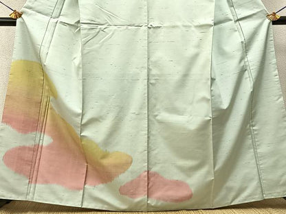 平和屋着物●訪問着　紬地　霞文　正絹　逸品　BAAY6031hj