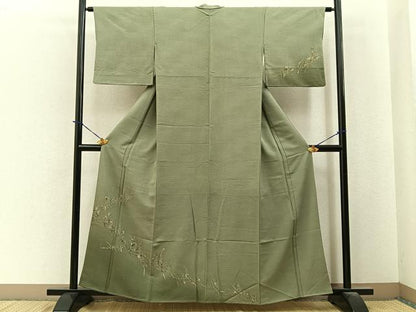 平和屋着物■訪問着　枝葉文　暈し染め　金彩　正絹　逸品　BAAY6034hj
