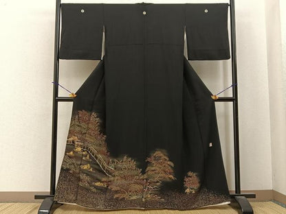 平和屋着物■豪華黒留袖　作家物　石庭　金彩　正絹　逸品　BAAY6036hj
