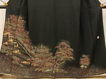 平和屋着物■豪華黒留袖　作家物　石庭　金彩　正絹　逸品　BAAY6036hj