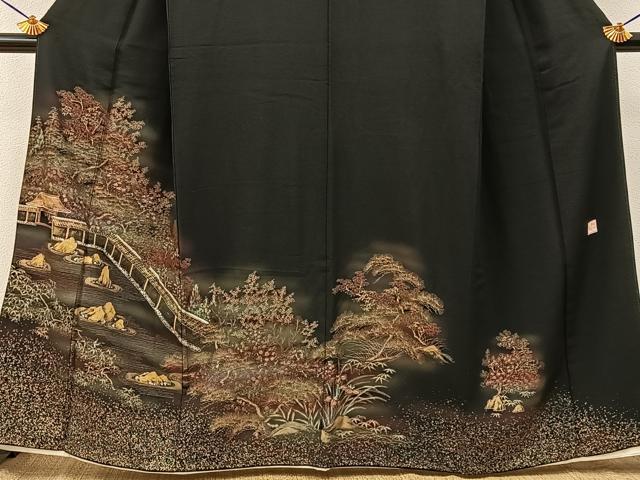 平和屋着物■豪華黒留袖　作家物　石庭　金彩　正絹　逸品　BAAY6036hj