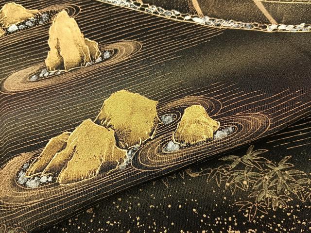 平和屋着物■豪華黒留袖　作家物　石庭　金彩　正絹　逸品　BAAY6036hj