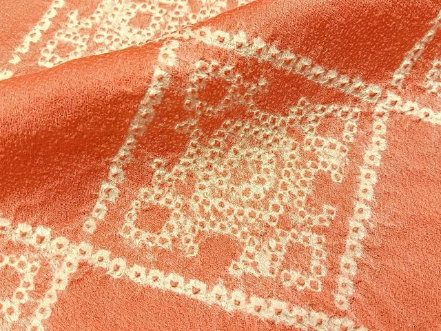 平和屋着物■上質な小紋　総絞り　菱文様　正絹　逸品　BAAY6045hj