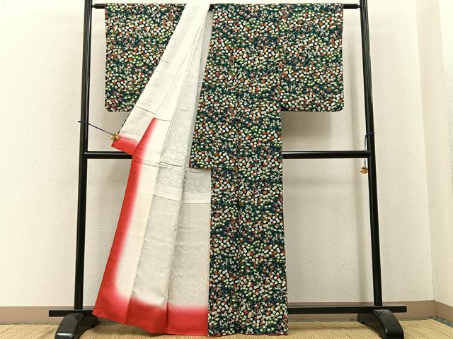 平和屋着物■上質な小紋　草花文　金彩　正絹　逸品　BAAY6046hj