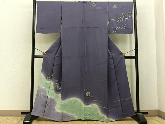 平和屋着物●訪問着　作家物　刺繍　十二単衣　暈し染め　金彩　正絹　逸品　BAAY6047hj