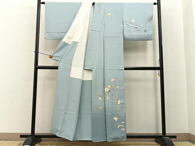 平和屋着物●京加賀友禅　百貫達雄　訪問着　枝花文　暈し染め　正絹　逸品　BAAY6048hj
