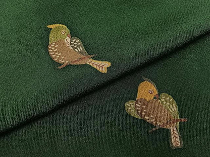 平和屋着物●上質な小紋　休み鳥　鬼しぼ縮緬　正絹　逸品　BAAY6050hj