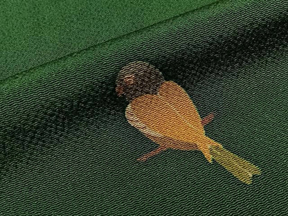 平和屋着物●上質な小紋　休み鳥　鬼しぼ縮緬　正絹　逸品　BAAY6050hj